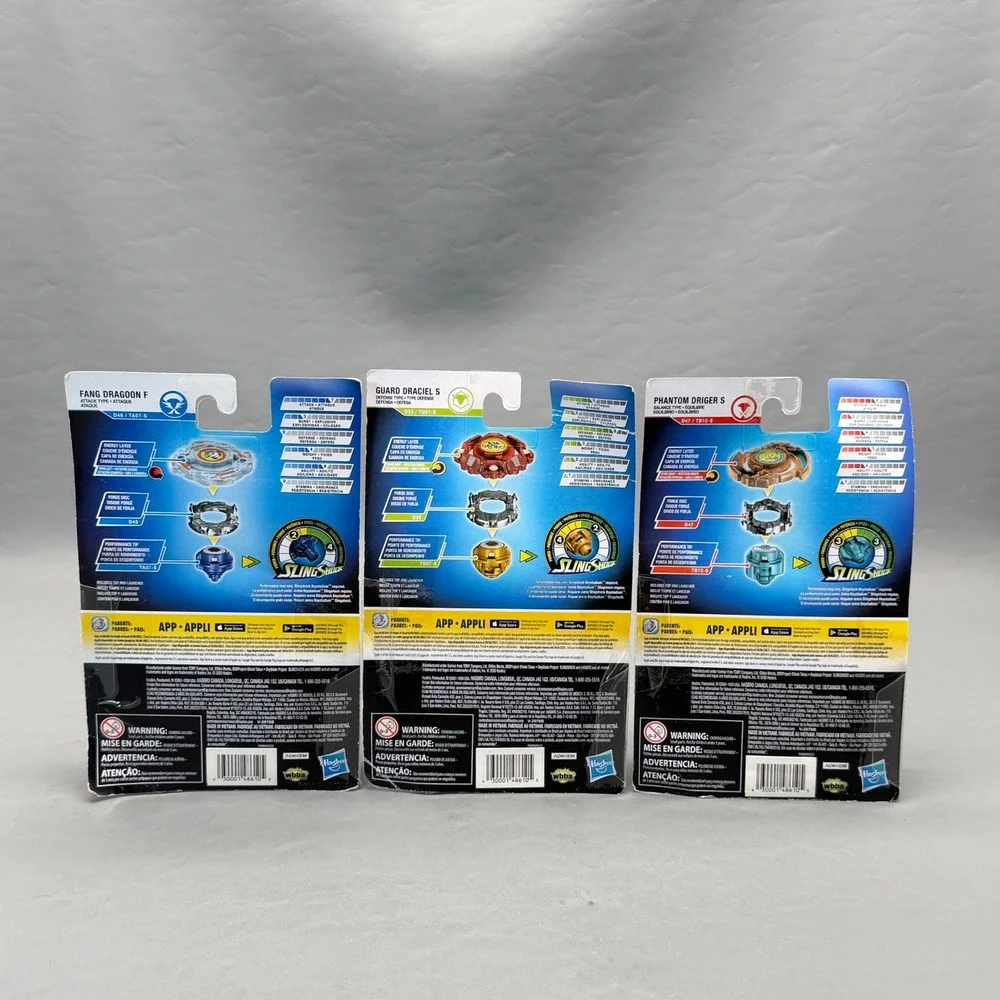 Lot of 3 Beyblade Burst Rise SlingShock Guard Draciel S Defense Type Hasbro NIP